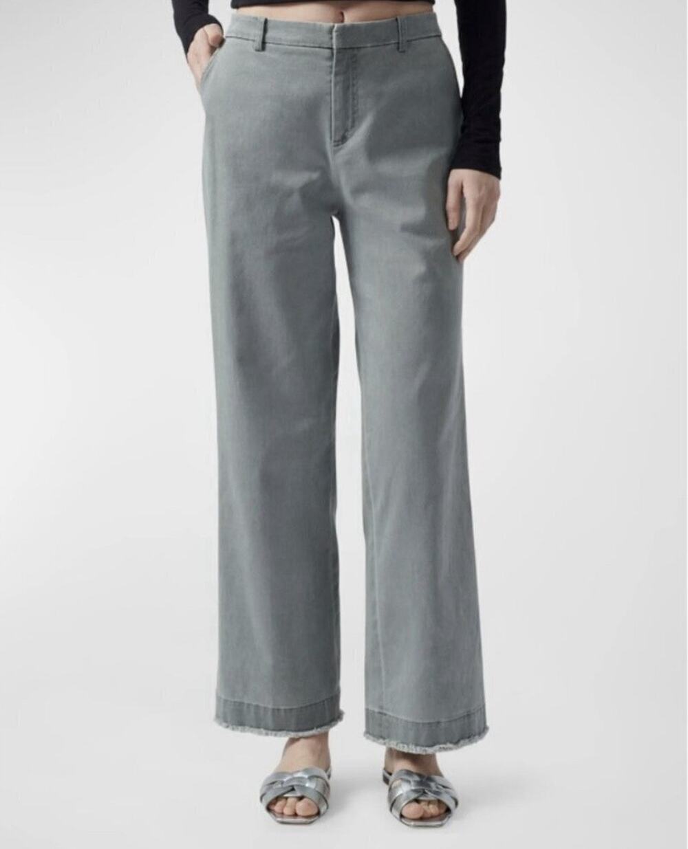 ATM Anthony Thomas Melillo Gray Wide Leg Cotton Twill Boyfriend Pants 6